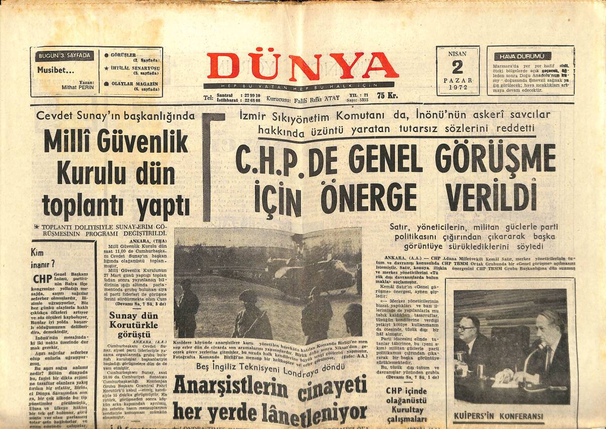 Dünya Gazetesi 2 Nisan 1972 - Nixon İçin 48 Özel James Bond - Clay, Foster'i Sayı İle Yendi GZ147916 - 1