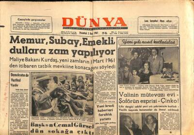 Dünya Gazetesi 2 Ocak 1961 - Başkan Cemal Gürsel Dün Sokağa Çıktı GZ87199 - 1