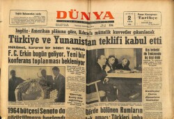 Dünya Gazetesi 2 Şubat 1964 - Türkiye Ve Yunanistan Teklifi Kabul Etti GZ68162 - 1