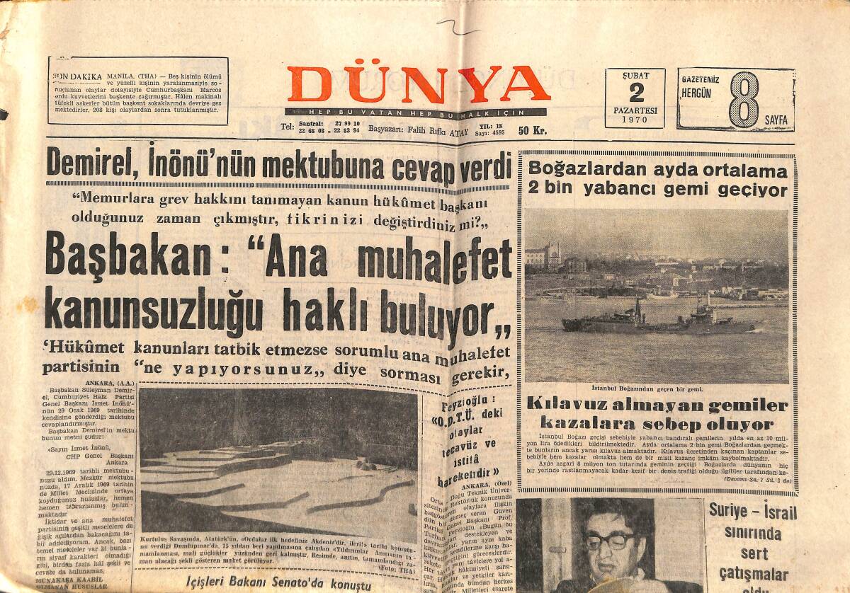Dünya Gazetesi 2 Şubat 1970 - Kızıl Çin'de Türkler Sistemli Bir Şekilde İmha Ediliyormuş - Nişanlısı Yılmaz Şen'i Yalnız Bırakmıyor GZ150931 - 1