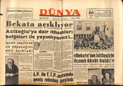 Dünya Gazetesi 20 Ekim 1963 - Vana Sığınan 1500 Iraklı Diyarbakırda GZ83032 - 1