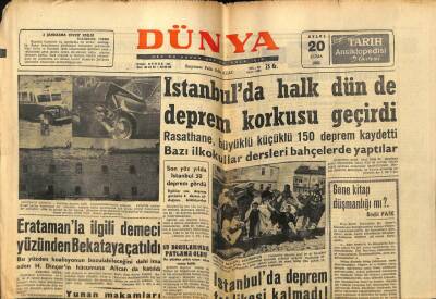 Dünya Gazetesi 20 Eylül 1963 - İstanbulda Halk Dün de Deprem Korkusu Geçirdi GZ59991 - 2