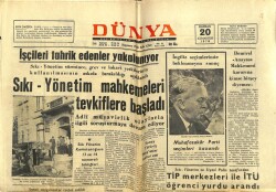 Dünya Gazetesi 20 Haziran 1970 - Sıkı Yönetim Mahkemesi Tutuklamalara Başladı GZ68292 - 1
