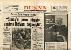 Dünya Gazetesi 20 Mart 1973 - Cevdet Sunayın Görev Süresini Uzatma İhtiyacı Doğmuştur GZ68006 - 2