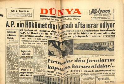 Dünya Gazetesi 20 Nisan 1962 - Fırıncılar Dün Fırınlarını Kapatma Kararı Aldılar GZ61147 - 1