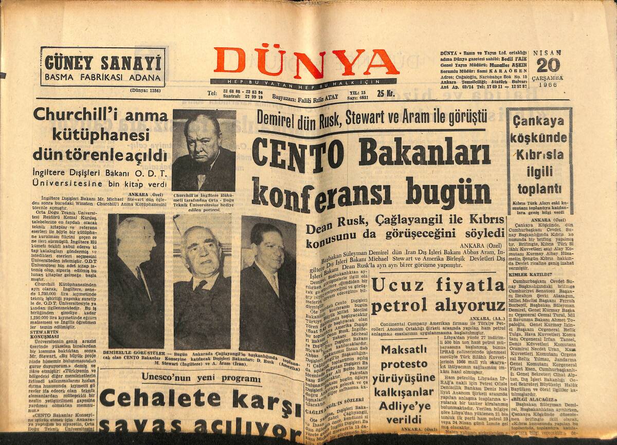Dünya Gazetesi 20 Nisan 1966 - Bu Prens Philip Ne İşe Yarar? - Sophia Loren İle C. Ponti Gizlice Evlenmişler GZ148199 - 1