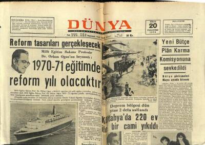 Dünya Gazetesi 20 Nisan 1970 - 1970-71 Eğitimde Reform Yılı Olacaktır GZ61093 - 2