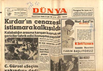 Dünya Gazetesi 20 Şubat 1961 - Ege Tütün Piyasası Bu Sabah Açılıyor GZ87214 - 1