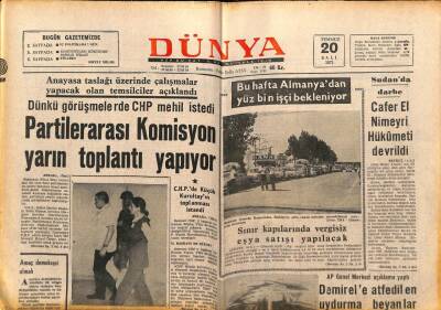 Dünya Gazetesi 20 Temmuz 1971 - Sudanda Darbe , Cafer El Nimeyri Hükümeti Devrildi GZ82243 - 1