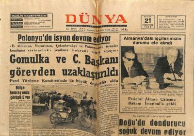 Dünya Gazetesi 21 Aralık 1970 - Polonyada İsyan Devam Ediyor Gomulka Ve C. Başkanı Görevden Uzaklaştırıldı GZ68148 - 2