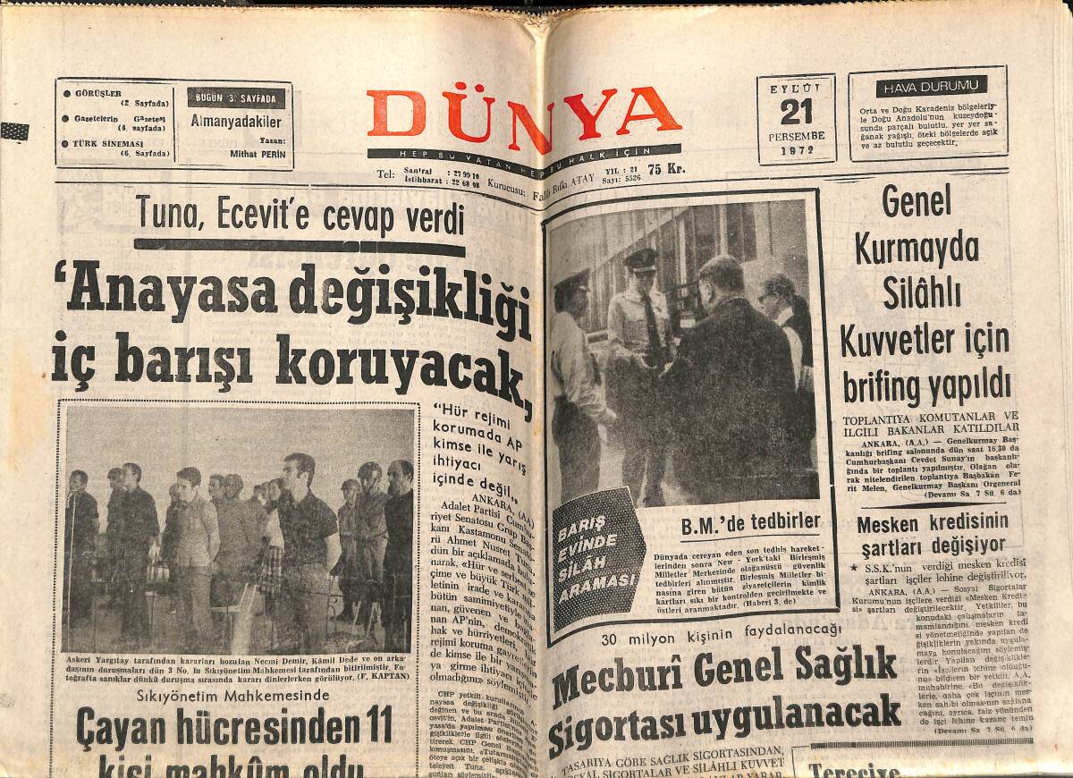 Dünya Gazetesi 21 Eylül 1972 - Filiz Akın'ın Filmi Ertelendi - Hülya Koçyiğit Gökçe Çiçek'te - Türkan Şoray Avrupa'da Tedavi Edilmeye Başlandı GZ143352 - 1
