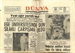 Dünya Gazetesi 21 Haziran 1969 - Ege Üniversitesinde Dün Silahlı Çatışma Oldu GZ68277 - 1