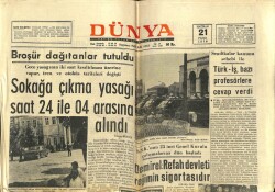 Dünya Gazetesi 21 Haziran 1970 - Sokağa Çıkma Yasağı Saat 24 İle 04 Arasında GZ68288 - 1