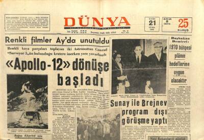Dünya Gazetesi 21 Kasım 1969 - Apollo 12 Dönüşe Başladı GZ103513 - 1