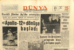 Dünya Gazetesi 21 Kasım 1969 - Apollo 12 Dönüşe Başladı GZ103513 - 2