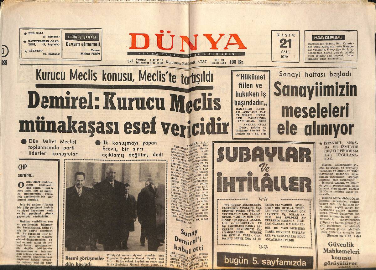 Dünya Gazetesi 21 Kasım 1972 - Brandt Büyük Siyasi Bir Zafer Kazandı - Liz'le Richard Boşandılar Ama GZ152504 - 1