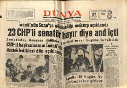 Dünya Gazetesi 21 Mayıs 1969 - 23 CHPli Senatör Hayır Diye And İçti GZ61060 - 2