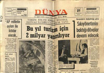 Dünya Gazetesi 21 Mayıs 1973 - Sıkıyönetimin Baktığı Davalar Devam Edecek GZ61040 - 1