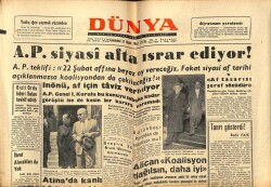 Dünya Gazetesi 21 Nisan 1962 - AP Siyasi Afta Israr Ediyor GZ61105 - 2