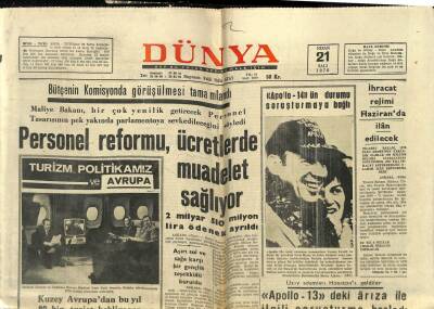 Dünya Gazetesi 21 Nisan 1970 - Apollo-13deki Arıza İle İlgili Soruşturma Başladı GZ61091 - 1