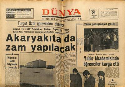 Dünya Gazetesi 21 Nisan 1971 - Akaryakıta da Zam Yapılacak GZ68318 - 1