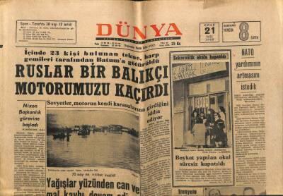 Dünya Gazetesi 21 Ocak 1969 - Ruslar Bir Balıkçı Motorumuzu Kaçırdı GZ61025 - 2