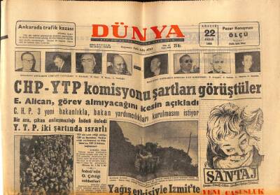 Dünya Gazetesi 22 Aralık 1963 - İstanbulda 250 Bin Kişi Medeniyetten Uzak Yaşıyor GZ80761 - 1