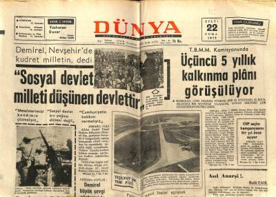 Dünya Gazetesi - 22 Eylül 1972 - Demirel Sosyal Devlet Milleti Düşünen Devlettir GZ99339 - 1