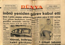Dünya Gazetesi 22 Haziran 1962 - İnönü Yeniden Görev Kabul Etti GZ59898 - 1
