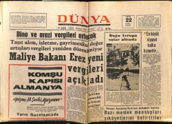 Dünya Gazetesi 22 Mayıs 1970 - Maliye Bakanı Erez Yeni Vergileri Açıkladı GZ66198 - 1
