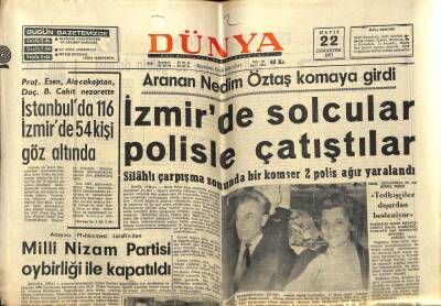 Dünya Gazetesi 22 Mayıs 1971 - Milli Nizam Partisi Oy Birliği İle Kapatıldı GZ59682 - 1
