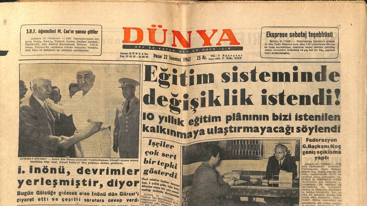 Dünya Gazetesi 22 Temmuz 1962 - Talat Galatasaray'da Kaldı - Metin Oktay Ve Can Bartu'nun Durumu - Arjantin'de Naziler GZ147927 - 1