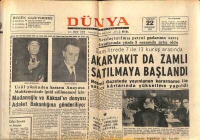 Dünya Gazetesi 22 Temmuz 1971 - Akaryakıt da Zamlı Satılmaya Başlandı GZ82245 - 1