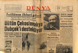 Dünya Gazetesi 23 Ağustos 1968 - Bütün Çekoslovakya Dubçeki Destekliyor GZ68229 - 2