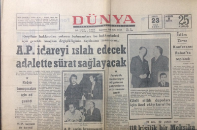 Dünya Gazetesi 23 Eylül 1969 - İslam Zirve Konferansı Rabatta Toplandı - GZ12938 - 2
