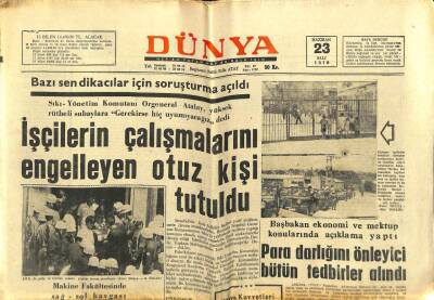 Dünya Gazetesi 23 Haziran 1970 - CHP Bildirisiİstanbul Olayları Yıkıcı Unsurların Kışkırtmasıdır GZ68289 - 1