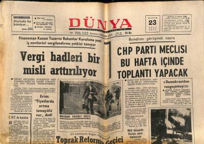 Dünya Gazetesi 23 Kasım 1971 - Bu Yıl 180 Askerlik Şubesi Kapatıldı GZ81051 - 1