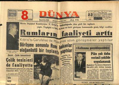 Dünya Gazetesi 23 Mart 1965 - Demir Çelik Tamamlandı.Çelik Tesisleride Faaliyette GZ61074 - 1