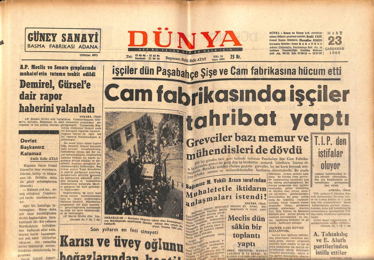Dünya Gazetesi 23 Mart 1966 - Galatasaray Galibiyet Peşinde - Clay, Yılın Boksörü - Natalie Wood'un Kız Kardeşi Ablasının Yolunda Yürüyor GZ150909 - 1
