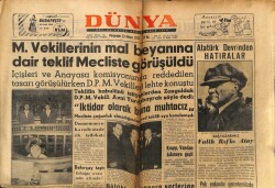 Dünya Gazetesi 23 Mayıs 1957 - Millet Vekillerinin Mal Beyanına Dair Teklif Mecliste Görüşüldü GZ59913 - 2