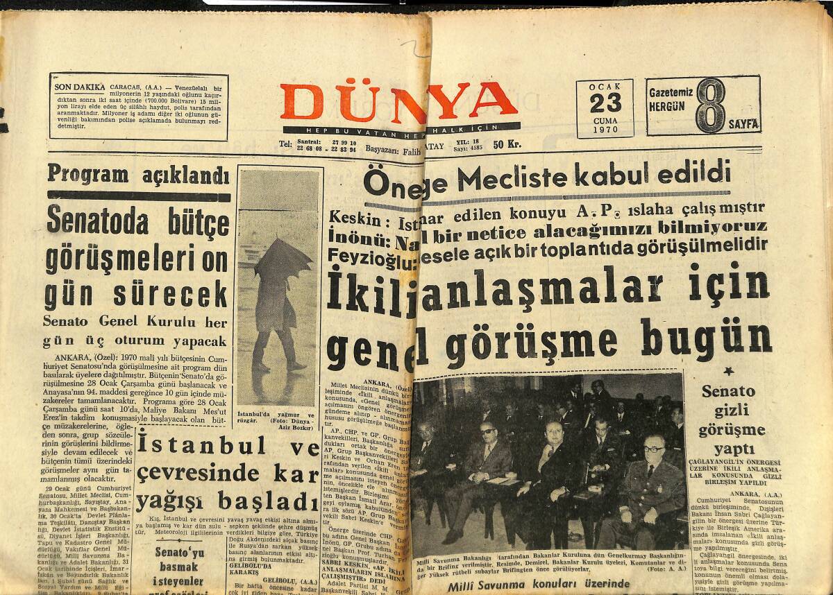 Dünya Gazetesi 23 Ocak 1970 - İsrail , Şadvan Adasına Çıkarma Yaptı - Irak'ta İdam Edilenlerin Sayısı 36'ya Yükseldi GZ148316 - 1