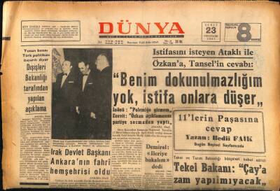 Dünya Gazetesi 23 Şubat 1967 - Irak Devlet Başkanı Ankaranın Fahri Hemşehrisi Oldu GZ86784 - 1