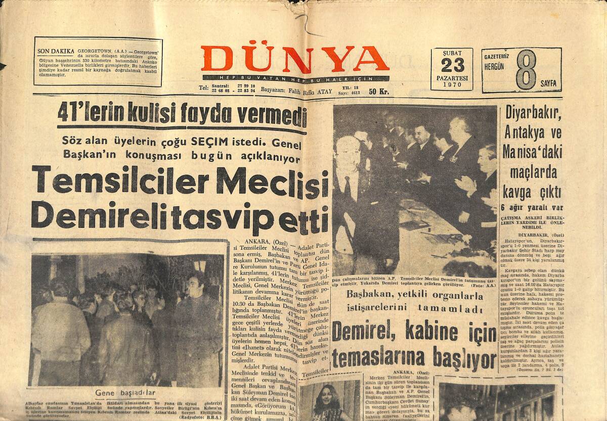Dünya Gazetesi 23 Şubat 1970 - Amerika'da Yeni Bir Sharon Tate Cinayeti - Herrera Eğleniyor GZ150973 - 1