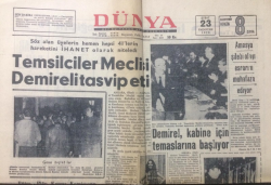 Dünya Gazetesi 23 Şubat 1970 - Temsilciler Meclisi Demireli Tasvip Etti - GZ12917 - 2
