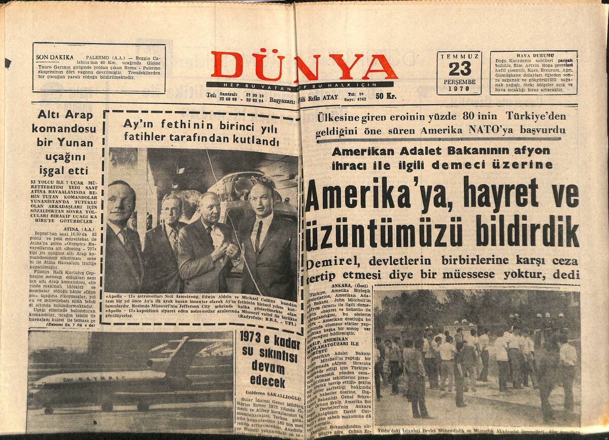 Dünya Gazetesi 23 Temmuz 1970 - Feri Cansel , Artık Başrollerin Kadını - Kartal Tibet Yorgun GZ148297 - 1