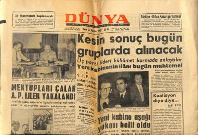 Dünya Gazetesi 24 Haziran 1962 - Aytel Akturanın Egesele Yazdığı Mektupları Çalan APliler Yakalandı GZ59787 - 1