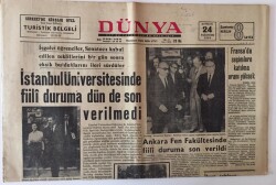 Dünya Gazetesi 24 Haziran 1968 - İstanbul Üniversitesinde İşgalci Öğrenciler Fiili Duruma Son Vermedi GZ13038 - 2