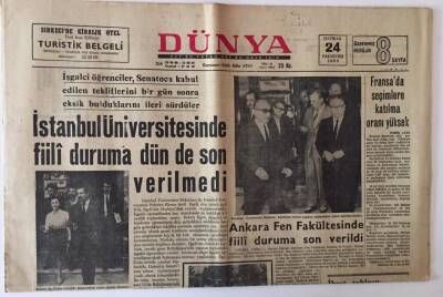 Dünya Gazetesi 24 Haziran 1968 - İstanbul Üniversitesinde İşgalci Öğrenciler Fiili Duruma Son Vermedi GZ13038 - 2
