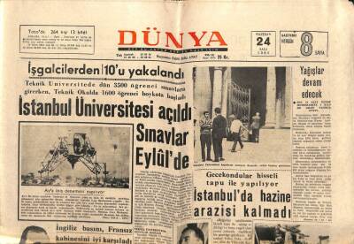 Dünya Gazetesi - 24 Haziran 1969 - İstanbulda Hazine Arsası Kalmadı GZ111006 - 1