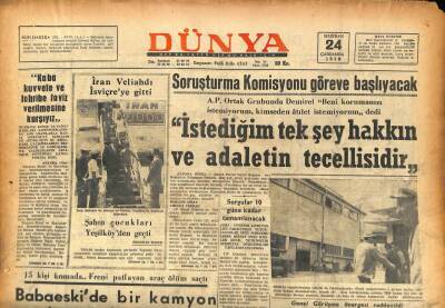 Dünya Gazetesi 24 Haziran 1970 - İran Veliahdı İsviçreye Gitti GZ86999 - 1